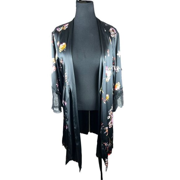 Victorias secrets VS floral black lace chantilly kimono robe M/L sexy - Picture 8 of 9